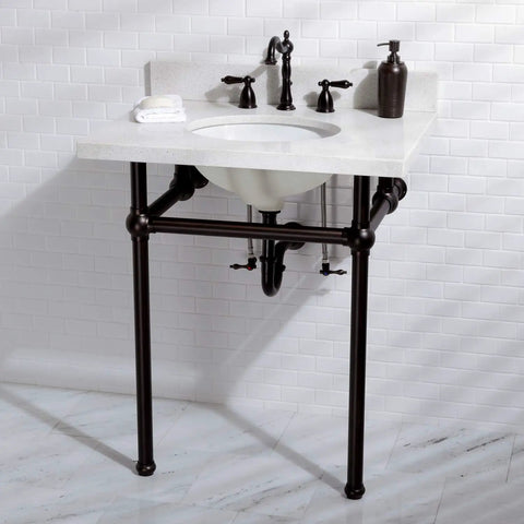 Heritage Widespread Lavatory Faucet With Solid Brass Construction And Metal Lever Handle in bathroom, oil rubbed bronze finish