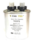 Motor Run Capacitor 3 MFD 370-440VAC 60/50 Hz Oval Shape UL Recognized E185318 High Quality 3 Microfarad HVAC Capacitor For Reliable Motor Performance In Small Fans And Compressors. Metal oval motor run capacitor with two spade terminals, 3 MFD, 370/440VAC, for HVAC fans and compressors