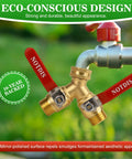 Heavy Duty Brass Hose Splitter Two Way With Full Flow Y Valve And 304 Stainless Steel Long Handle For Outdoor Garden Watering No Fuss Leak Proof Three Quarter Inch GHT Threads, brass splitter