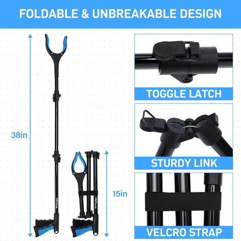 38 Inch Extra Long Grabber Reacher Tool 3 Pack Foldable Reacher Grabber Pickup Tools With 360 Degree Rotating Jaw And Magnet Heavy Duty Pick Up Grabbers For Seniors Trash Cleanup And Recovery