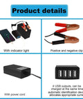 4 Port 5V USB Car DC Converter Charger 8A Buck Regulator With Battery Clip For 12V And 24V Systems Auto Detect Charging