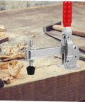2 Pack Welding Toggle Clamps With Rubber Tips Hold Down Clamps Quick Release Iron Welding Tool on a woodworking bench