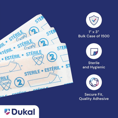 Sheer Strips Adhesive Bandages 1 By 3 Inch, Bulk Case Of 1500, Sterile And Breathable packaging and features.