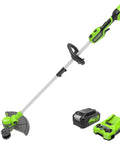 Gutsy Cordless String Trimmer And Lawn Edger With Brushless Motor Delivering Raw Torque Plus 13 Inch Cutting Path Two In One Setup And 24V 4 AH Battery with charger and battery.
