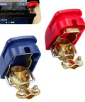 2 PCS Quick Release Battery Terminal Connectors Set, Universal Positive & Negative Disconnect Clamps with Red Blue Covers