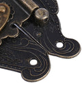 Close-up of 2 Piece Vintage Buckle Latch Zinc Alloy Jewelry Box Latch Hasp With Antique Bronze Finish for wooden chest repair.