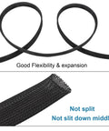 1 Inch PET Expandable Braided Cable Sleeve showing flexibility and anti-friction sheathing, VW 1 Flame Retardant, Halogen Free, RoHS Compliant