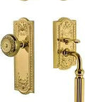 Meadows F Grip Entry Set With 2.75 Inch Backset In Lifetime Brass Finish, Solid Forged Brass, Complete Door Set For One Door