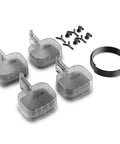 Auto Fill Upgrade Valve Kit For Self Watering Bases, Gravity Powered Refills From Large Reservoir, No Mess Leak Proof Seal, Three Eighths Inch OD Tubing, 4 Pack For Hydroponics And Indoor Grow Setups displayed with components on white background