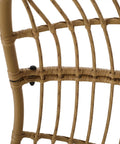 Close-up of wicker detailing on Mariah Wicker Hanging Chair With Cushion For Indoor Outdoor Chill Lounger in light brown beige.