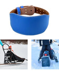 Weight Lifting Belt Adjustable Back Support For Powerlifting And Bodybuilding In PU Leather, Tough Double Prong Buckle Belt, Size L, blue.