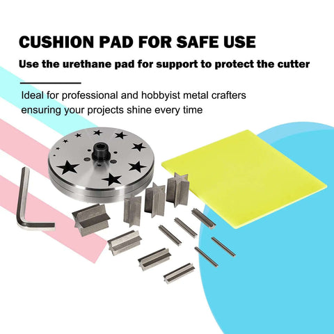 Disc Cutter Set With 10 Star Punches For DIY Jewelry Making And Metal Stamping Blanks and urethane pad for stability
