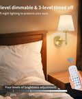 Wireless Rechargeable Wall Sconce Set Of Two Featuring Smart Remote Control, soft lighting by bedside, dimmable design.