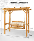 4 Ft Heavy Duty Wooden Porch Swing With Stand For Outdoor Patio And Garden Waterproof Archway Swing Set Weatherproof Outdoor Swing Chair With Frame dimensions