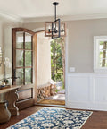 Farmhouse Style Chandelier For Kitchen Island Rustic Industrial Pendant Light With Wood And Metal Frame in entryway