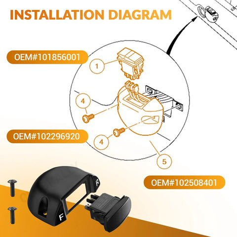Installation diagram for Golf Cart Forward Reverse Rocker Switch And Housing Kit For Electric Club Car Precedent Tempo Onward