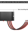 20A 12V 24V IP68 Waterproof PWM Solar Charge Controller aluminum shell with mounting holes and wires visible