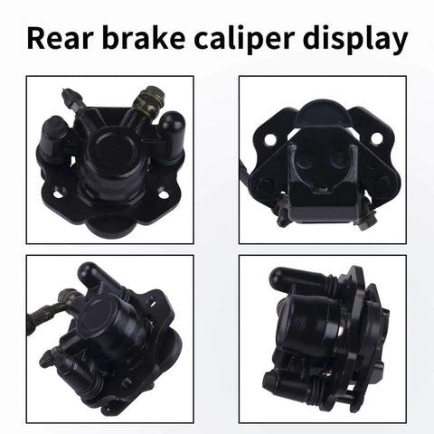 Rear Disc Brake Master Cylinder Caliper With Replaced Disc Brake Pad For 50cc To 125cc ATV Quad Fits TaoTao Peace Motorsports Coolster 3050HD 110cc 125cc Kids Four Wheeler Preinstalled Pads Two Fixing Holes And 63mm Center To Center Mounting
