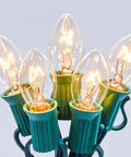 Close-up of Lit Outdoor 50 Feet LED Globe String Lights With 25 Bulbs Energy Saving Waterproof Hanging Lights For Patio