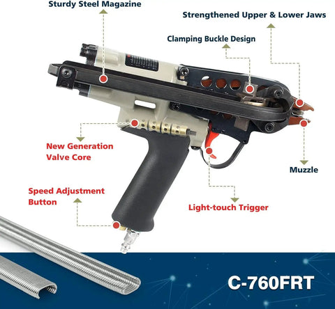 Straight Up Reliable Pneumatic Hog Ring Staple Gun With Adjustable Speed Trigger And Advanced Silencer Tech Kickass Performance For Heavy Duty Air Powered U Clip And C Ring Leathercraft Jobs