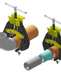 Pipe Alignment Clamp 2 To 6 Inch Capacity With Quick Acting Lever, Wide Grip Plates, Stainless Steel Contact Screws CPA60 in use