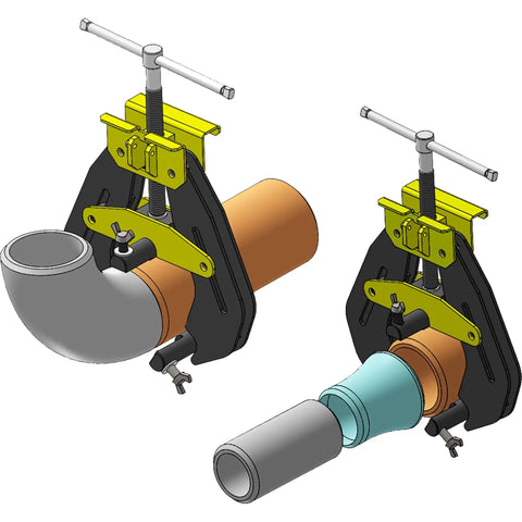 Pipe Alignment Clamp 2 To 6 Inch Capacity With Quick Acting Lever, Wide Grip Plates, Stainless Steel Contact Screws CPA60 in use