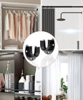 Built Tough Black Closet Rod Brackets 6 Pack Wall Mount Pole Holders For 1 1 4 Inch Curtain Poles shown on various setups.