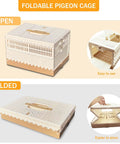 Folding Bird Cage For Pigeons And Small Pets Portable Travel Training Cage in open and folded positions, durable ABS plastic.