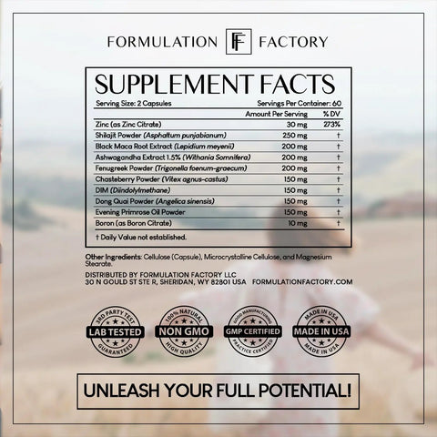 She's Obsessed Vitality Complex With Maca Root And Ashwagandha supplement facts label with ingredients list.