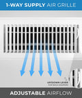 Floor Register With Louvered Design And Damper Lever White 14 by 6 Inch Duct Opening Outer Frame 15.5 by 7.5 Inch