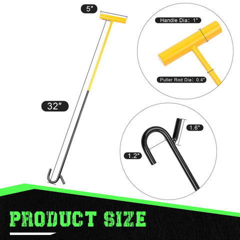 Fifth Wheel Pin Puller 32 Inch Heavy Duty Solid Steel Chrome Plated With Hook For Easy Fifth Wheel Lock Release And Pin Extraction On Trailers Built Rugged For Quick One Person Operation No Crawling Under The Trailer, 32 in