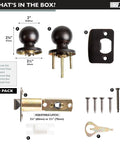 Oil Rubbed Bronze Interior Passage Door Knobs 10 Pack Ball Style Non Locking with mounting hardware and instructions