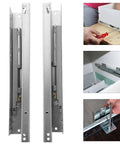 Two Section Drawer Runner Slides With Silent Damping Buffer For Cabinet Drawers, full extension, bottom mount steel rails.