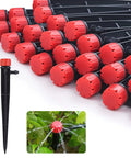 Fifty Pack One Quarter Inch Drip Emitter Set For Garden Irrigation With Adjustable 360 Degree Spray And Eight Hole Flow