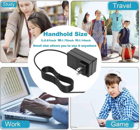 6V AC Power Adapter For Polar Care Cube 10701 Kodiak 10601 And Glacier 10901 Cold Therapy Systems Replacement Power Supply Cord D0660 Hon Kwang Plug In Class 2 Transformer with cord, shown with usage scenarios for study, travel, work, and gaming.
