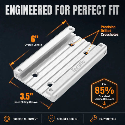 Heavy Duty Boat Track System 6 Inch Aluminum Track Mount For Marine Deck Hardware And Fishing Rod Holders Universal Track Mounting For Saltwater Boats 6 By 3.5 Inch Footprint Aircraft Grade Aluminum Construction, 6 in mount shown