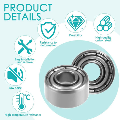 693ZZ Ball Bearings 30 Pack Your Go To Small Shielded Bearings 3x8x4mm For Bike Hubs Skateboards Trolleys Lawn Mowers Motors RC Projects And Other Mechanical Applications, features icons for durability and installation details