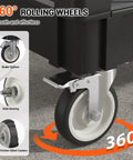 Beefy Rolling Storage Cart 40 By 17 Inches With 1000 Lb Capacity, Workhorse Utility Cart Made From Industrial Grade Polypropylene, Rustproof, Waterproof, Corrosion Resistant For Indoor Or Outdoor Use, close-up of 360° caster with brake