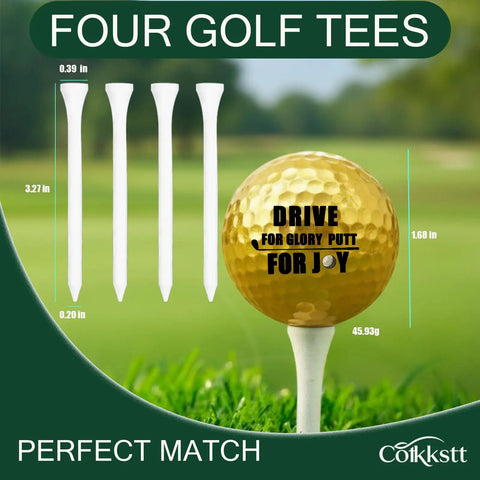 Gold Golf Balls Gift Set With Four Tees For Men Personalized Golf Balls With Inspirational Quotes Dope Retirement Gift