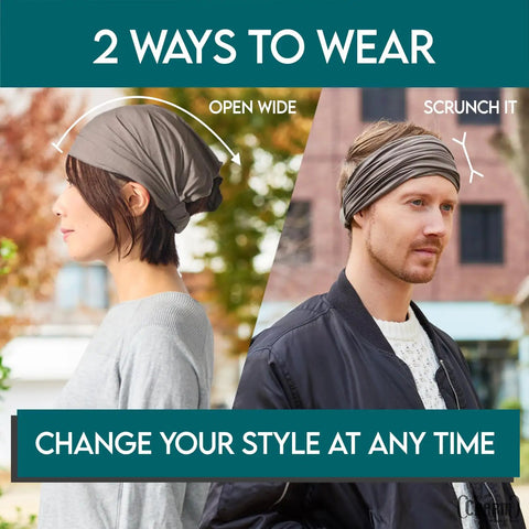 2 ways to wear No Slip Sweat Wicking Headband For Men Japanese Style Bandana Black Size M Elastic Fit For Active Movement And Daily Wear Stay Put During Workouts And Everyday Activities