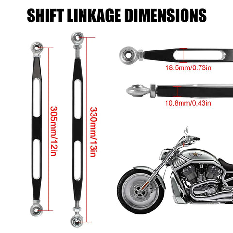 Harley Davidson Shifter Linkage Replacement For Touring Models 1980 To 2024 Street Glide Electra Glide Road King Softail Dyna Road Glide Tri Glide Easy Install And Ready To Go Gear Shift Linkage, 305mm and 330mm black steel