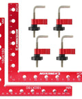 Beefy 90 Degree Positioning Squares Right Angle Clamps Corner Clamp Set in red aluminum, 7.1 inch size with four clamps