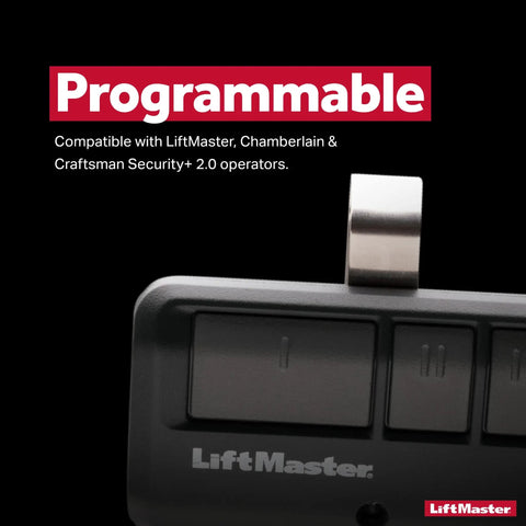 3-Button Garage Door And Gate Remote With Visor Clip, Multi-Opener Control For Up To 3 Openers, Security Plus 2 Point 0