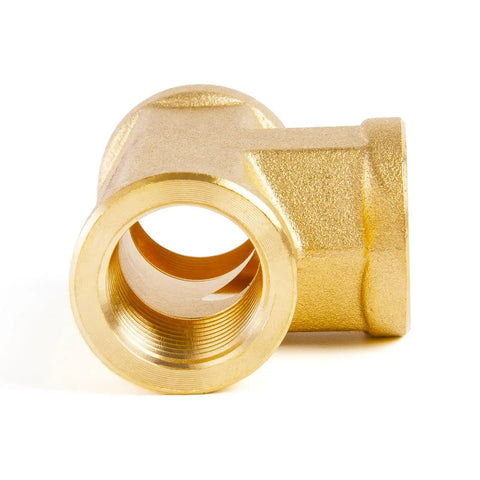 Brass Pipe Fitting Tee Half Inch Half Inch Half Inch NPT Female Thread Adapter Three Pack Pro Grade Heavy Duty DIY