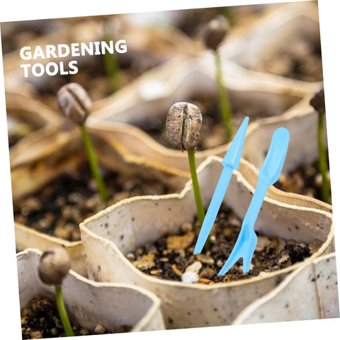 12 Piece Bonsai Tool Set For Succulents And Seedlings Durable Garden Hand Tools For Transplanting Pruning And Plant Maintenance Great For Small Spaces Indoor Gardens And Plant Lovers, blue plastic tools in seed trays