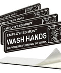 Premium Self Adhesive Must Wash Hands Sign 9 by 3 Inch Durable Acrylic Hand Washing Sign with Symbols for Businesses
