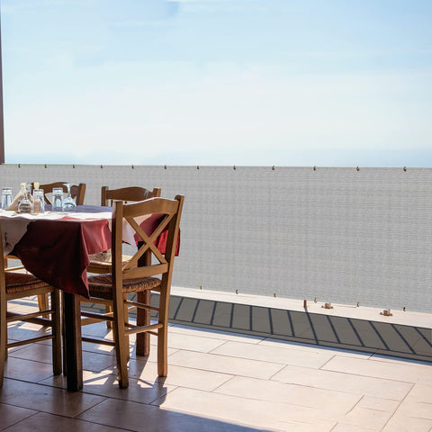 Balcony Privacy Screen For Decks And Patios No Fuss Install With 200 GSM HDPE Fencing Cover 95 Percent Sun Block And Breathable Weave