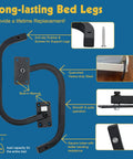 Top Shelf Queen Size Vertical Murphy Bed Kit Long-lasting bed legs made of heavy-duty steel for support and stability.