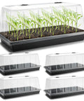 All In One Extra Tall 7.3 Inch Humidity Dome Seed Starter Tray Set 5 pack with clear lids and no hole flats for balcony garden