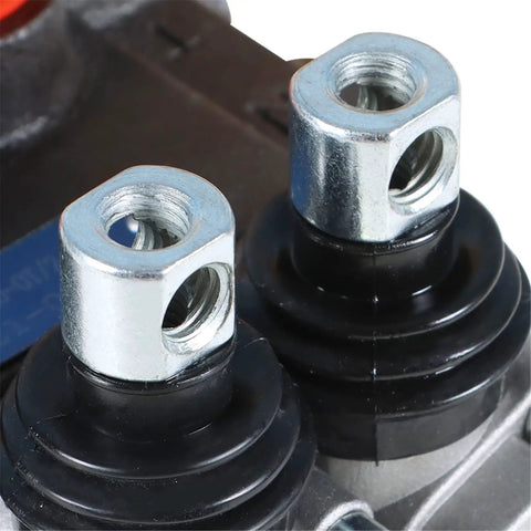 Close-up of ports on 2 Spool Hydraulic Directional Control Valve 11 GPM 3625 PSI with SAE Ports for heavy-duty use